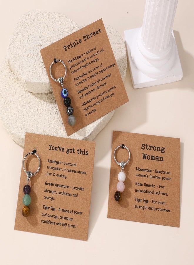 GINAZL Evil Eye Keychain, Natural Crystal Keychains for Women Protection Charm for Women Men Car Key Ring Bag Purse Charms for handbags Good Luck Keychain (TT) - Image 5